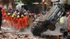 Six dead and more feared trapped in collapsed building in Delhi